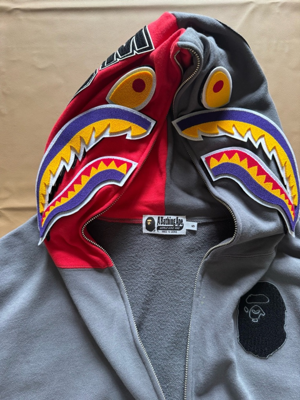 A Bathing Ape Shark Full Zip Patch Hoodie Malaysia- Gray - Picture 7 of 10